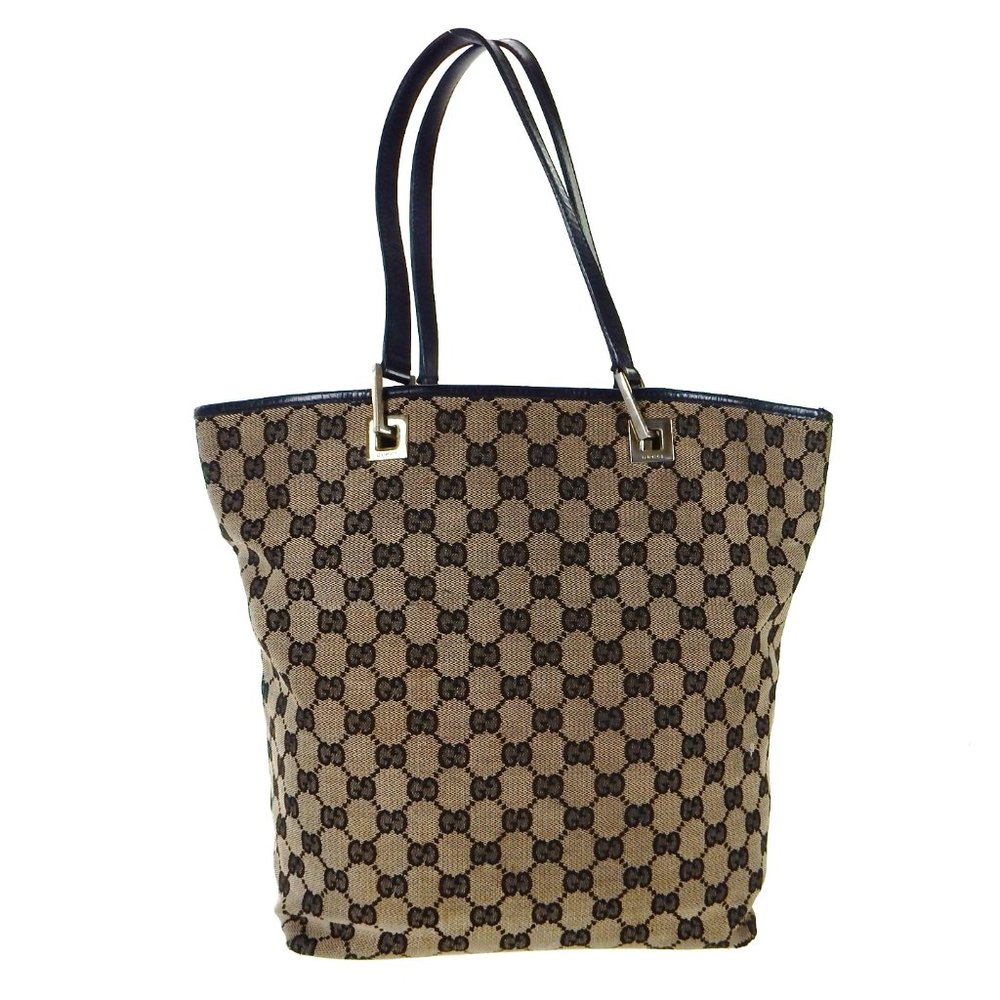 GUCCI GG Monogram Canvas and Leather Shoulder Shopper Tote Bag